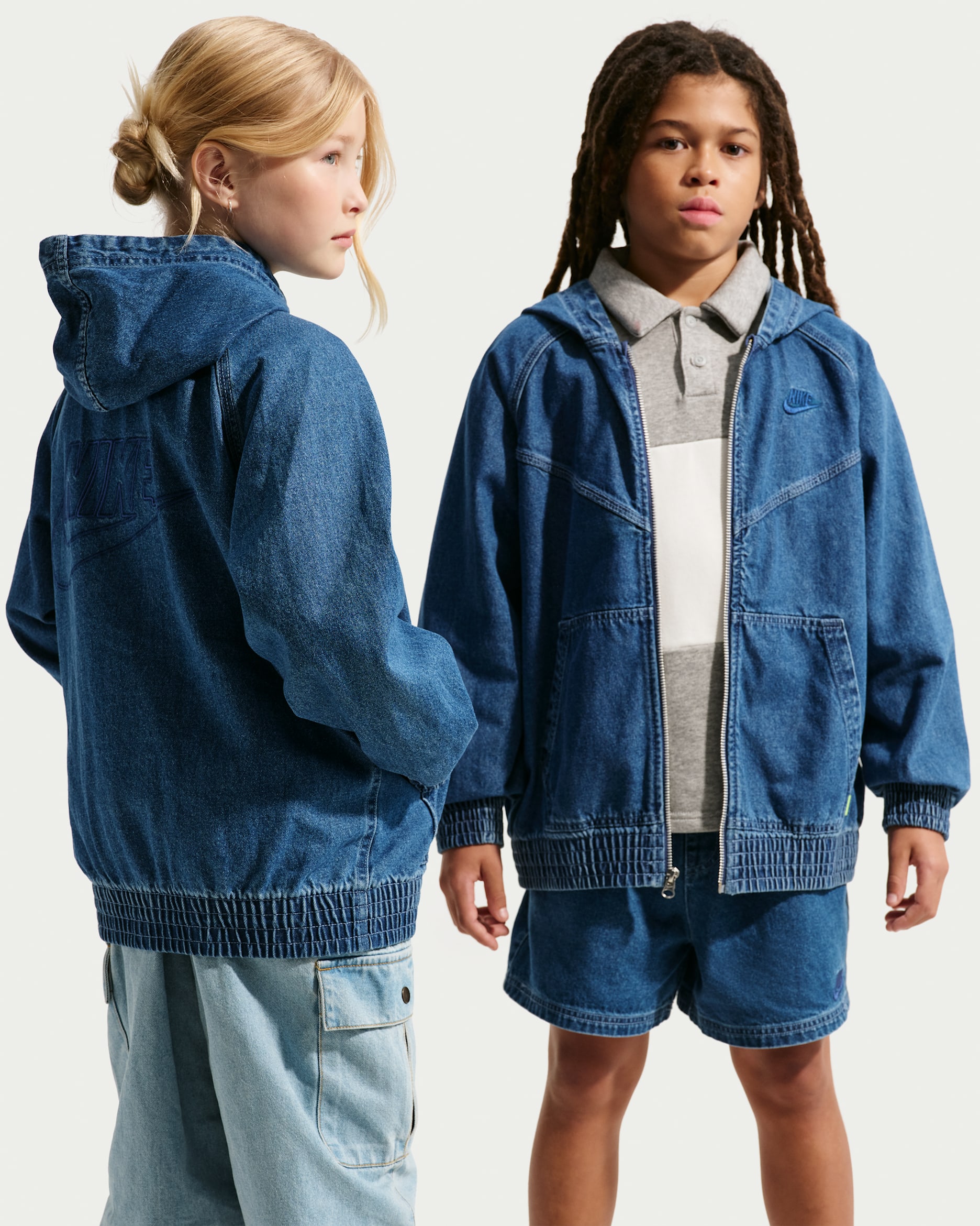Nike Sportswear Collection Older Kids' Full-Zip Hooded Denim
